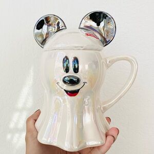 Mickey Mouse Ghost Mug Iridescent Hand Painted